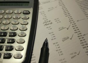 calculator and financial sheets